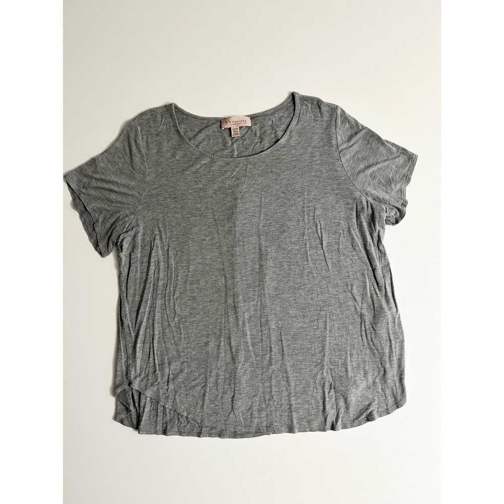 Philosophy Republic Clothing Women's Gray Pleated Back Scoop Neck Tee 1X M50
